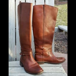 FRYE Shirley tall rivet equestrian riding boots in whiskey